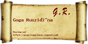 Goga Ruszlána névjegykártya